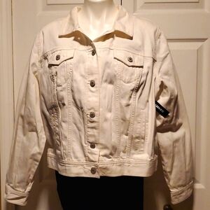 NWT Old Navy Women's White Button Down Jean Jacket - Size XX-Large